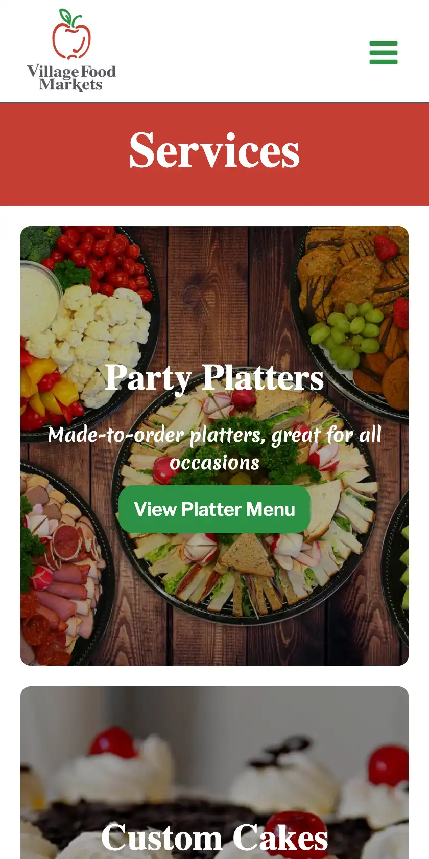 Village Food Markets Mobile Website