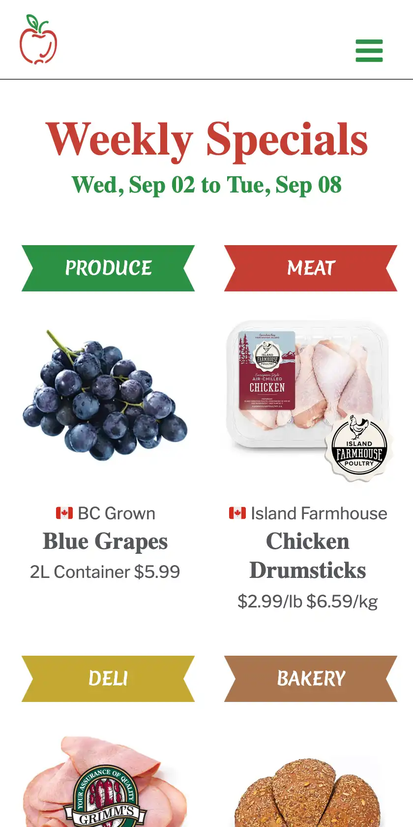 Village Food Markets Mobile Website