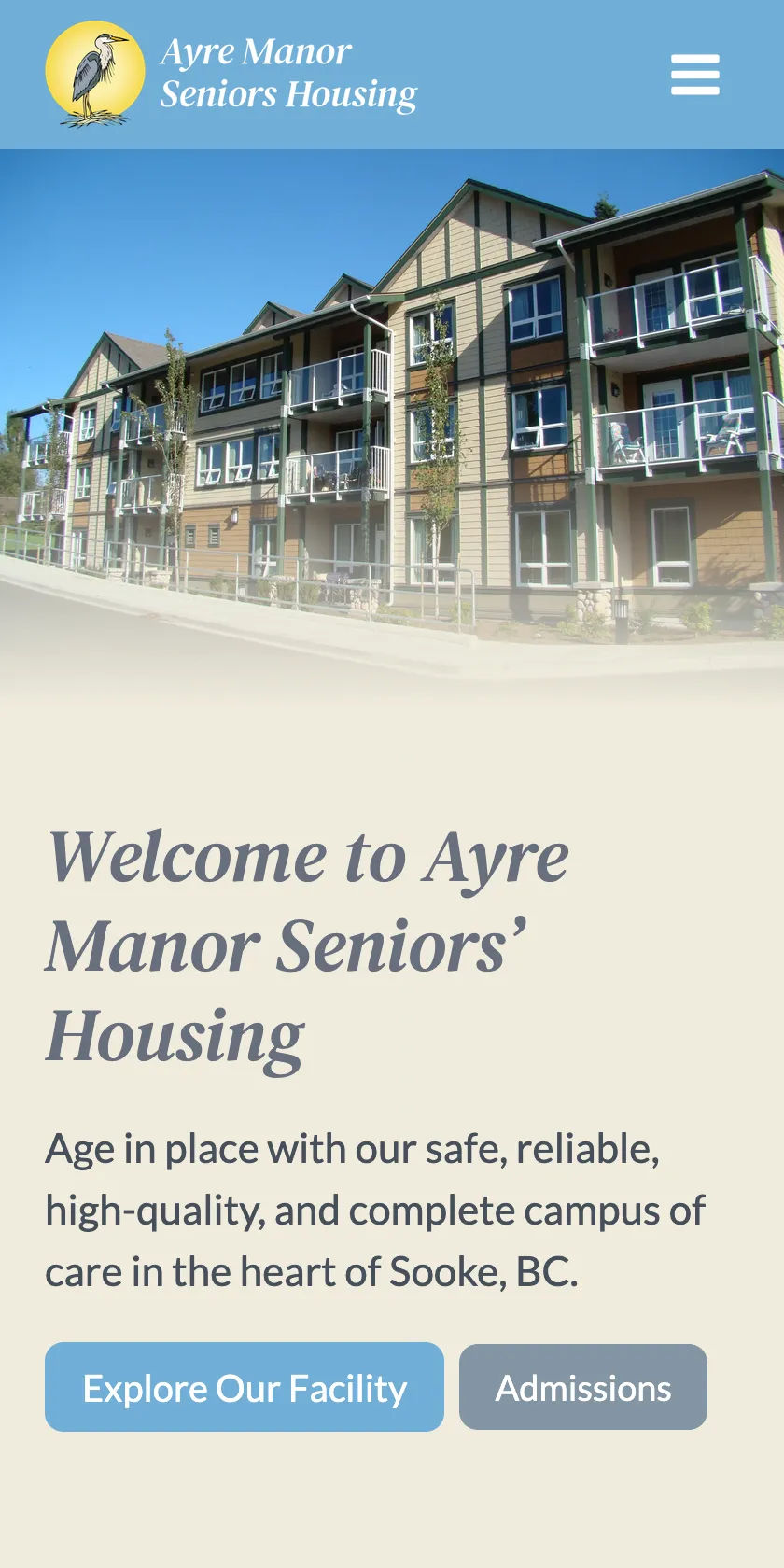 Ayre Manor Mobile Website Design