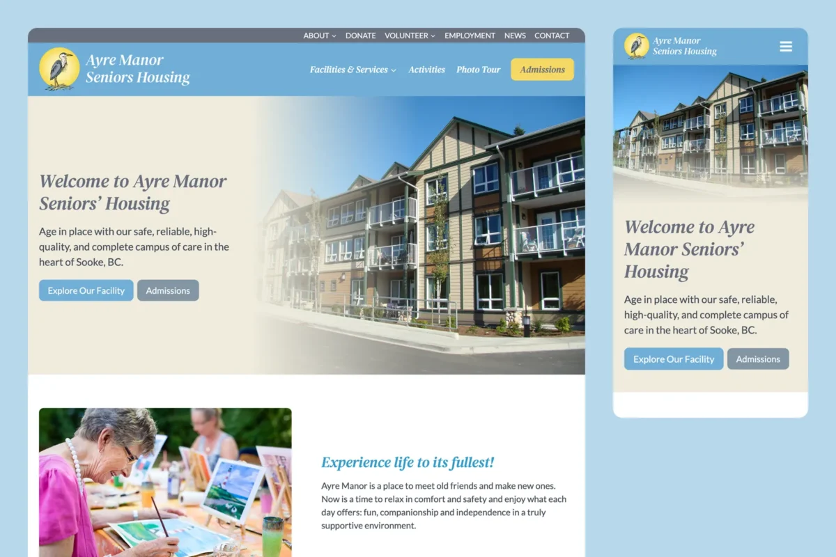 Ayre Manor Website Design Sooke