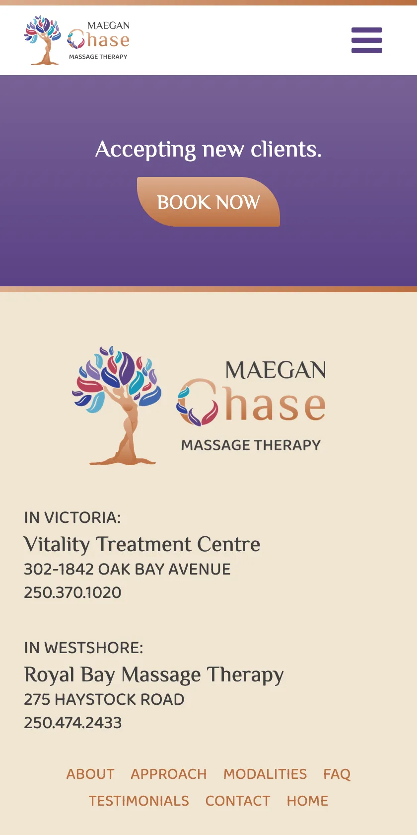 Chase Massage Therapy Mobile Website
