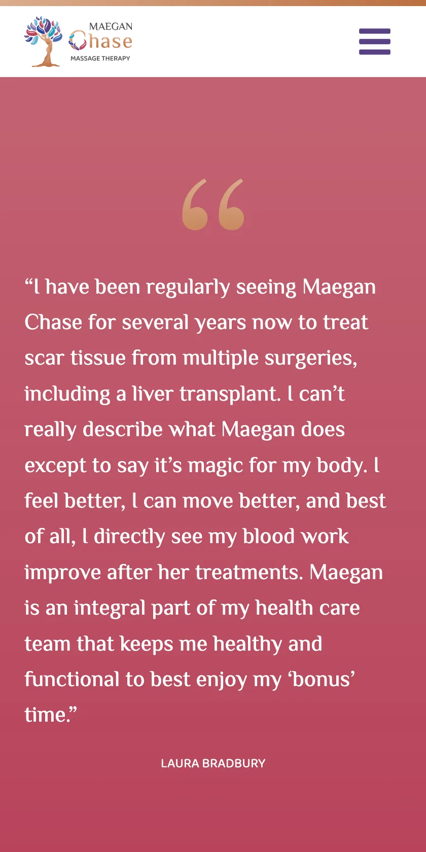 Chase Massage Therapy Mobile Website
