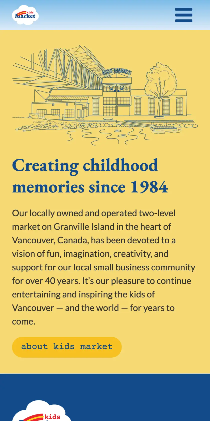Kids Market Mobile Website: About Section