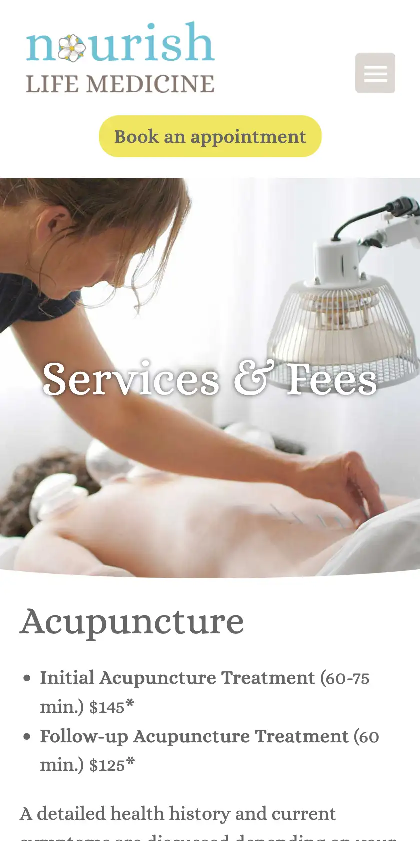 Nourish Mobile Website: Services
