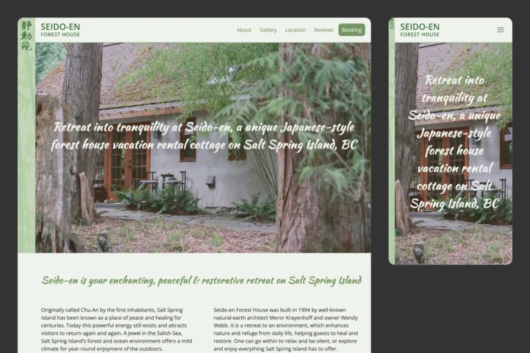 Seido-en Luxury Accommodation Website Design
