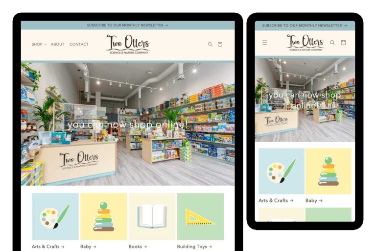 Two Otters Toy Shop Website Design