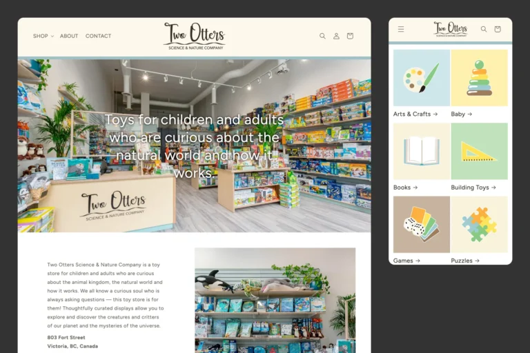 Two Otters Shopify Website Design