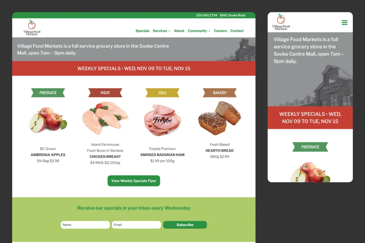 Village Foods Markets Grocery Store Responsive Website Design